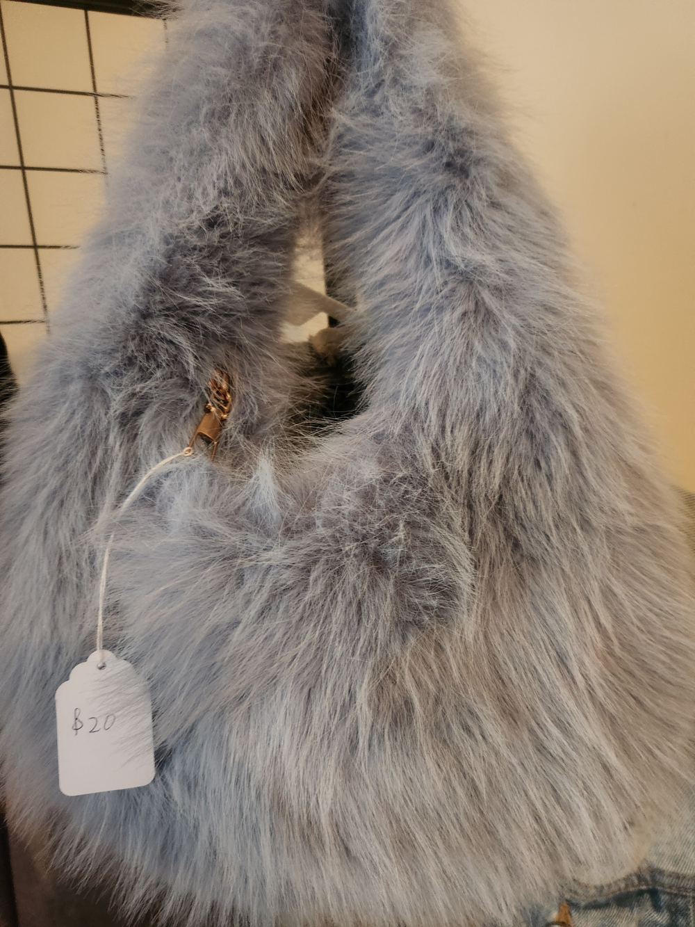 Fur Hobo Bag in Light Blue - Stylish Women's Accessory